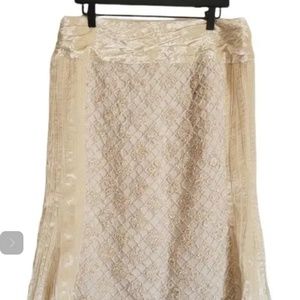 Embroidered skirt Craig Signer 100% SILK ivory 12